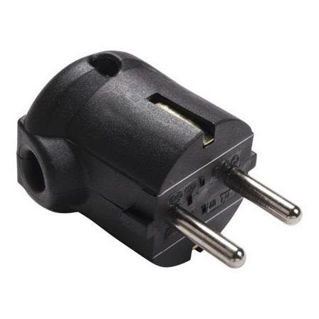 ABL 1107100 Stickpropp 2-pol, 16A, jord, vinklad Svart, Anslutningsdon & kablar