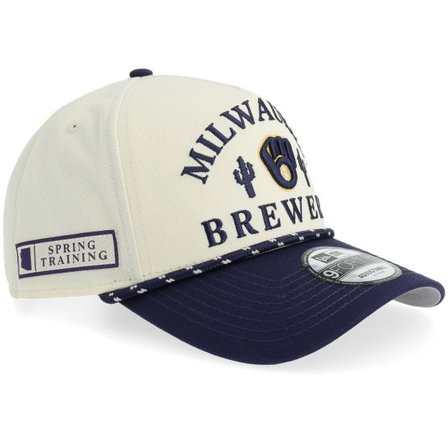 New Era - MLB Vit adjustable Keps - Milwaukee Brewers Rope 9FORTY Chrome/Navy A-frame Adjustable @ Hatstore
