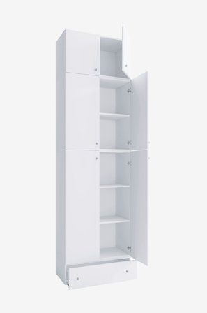 VCM - Vcm Kontorskab Lona Xxl hængslede døre - med beslag og skuffe - Hvid - Skabe - Fra Homeroom