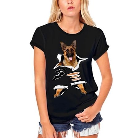 T-Shirt Dam - ULTRABASIC - Tysk Schäferhund - 100% Ekologisk Bomull - Korta Ärmar - Rundad Krage
