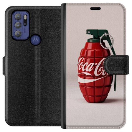 Kompatibel Tegnebogsetui til Motorola Motorola Moto G60S Kunstnerisk illustration af Coca Cola granatæble i rødt og grønt, pop art inspireret motiv