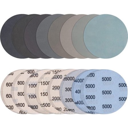 24 stk. 50 mm våt/tørr sandpapirskiver, 600-5000 korning, slipemiddel for metall- og trepolering