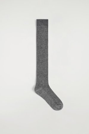 COS Women's Pointelle-Knit Silk-Blend Knee Socks in Grey