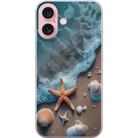 Yhteensopiva Puhelinkuori Apple Apple iPhone 16 Meri tähtiä meren rannalla simpukka rantasuunnittelussa rauhallisin sinisin sävyin inspiroituneena