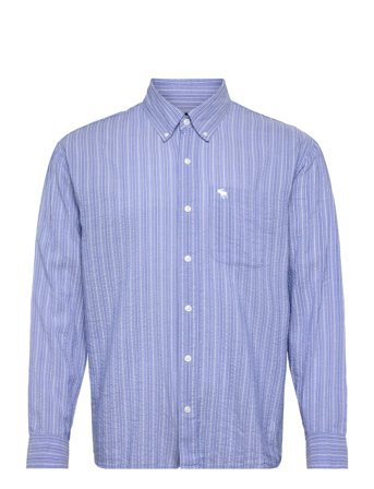 Abercrombie & Fitch | Ls Icon Curved Hem Seersucker Poplin | XL