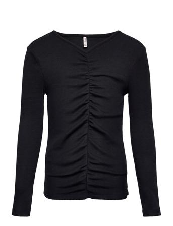 Kogphiline L/S Ruching V-Neck Top Bf Jrs T-shirts Long-sleeved T-shirts Musta Kids Only