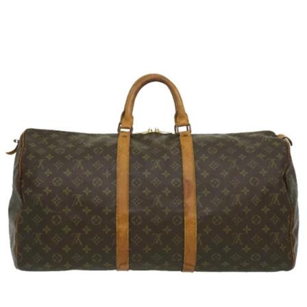 Louis Vuitton Vintage, Pre-owned Keepall 55 Monogram Bag Bruin, Dames, Maat:ONE Size,leer