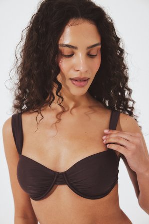 NA-KD Haut de bikini drapé à larges bretelles - Bikinis - Marron - EU 70D