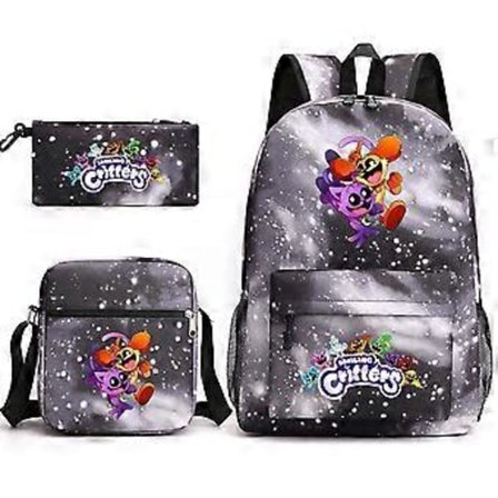 Poppy 3 Leende Smådjur Skolväska Cat Nap Ryggsäck Pennfodral Axelväska Tredelad Set _13