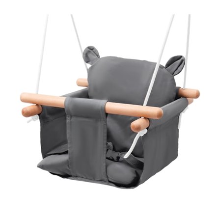 Baby Lærred Hængegyngesæde Småbørn Sikker Indendørs & Udendørs Hængekøje Legetøj Grå