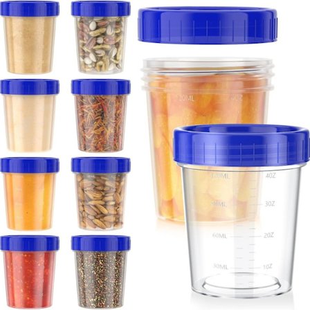 [10-pakning] 4oz salatdressingbeholder til å gåLids lekkasjesikre beholder for krydder med skrukorker Gjenbrukbare stabelbare plastbeholdere for 