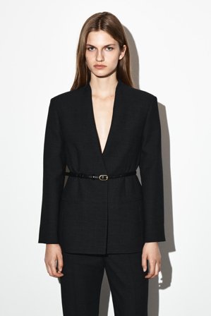 COS Women's Waisted Collarless Blazer in Black