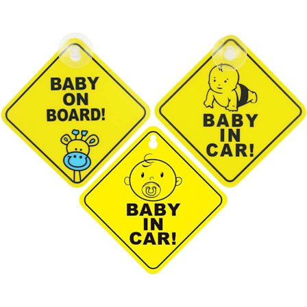 Pieces Baby On Board Bilskilt, Gul Baby On Board Skilt for Bil, Med Sugekopp Baby On Board Dekal Sikkerhetsvarsel St