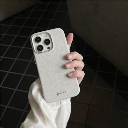 Fodral för iPhone 16 Metall Fyra-Pack Läder-Grå Metall fyra pack lädertextur enkelt material