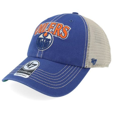 47 Brand - NHL Blå trucker Keps - Edmonton Oilers NHL Clean Up Vintage Royal Unconstructed Trucker @ Hatstore