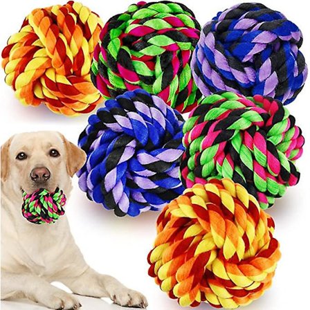 L Tyggeleker for aggressive tyggere, nesten uforgjengelige hundeballer for store hunder, Heavy Duty Dental Cotton Dog Rope Toy for Medium Dogs, Puppy 