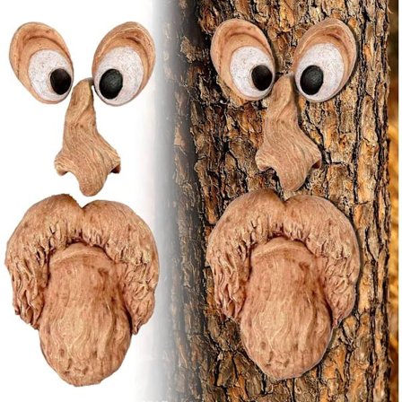 Gammelt Træ Ansigt Træ Ansigt Vægsticker Trægæringsskulptur