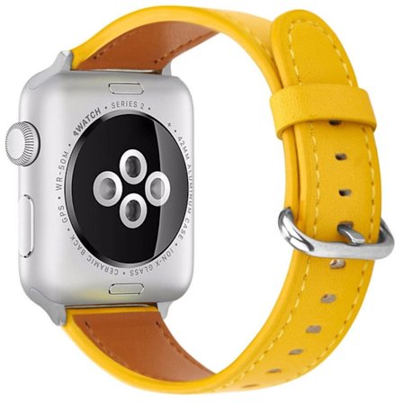 Apple Watch Series 41mm - 40mm - 38mm armband i äkta koskinn - Gul