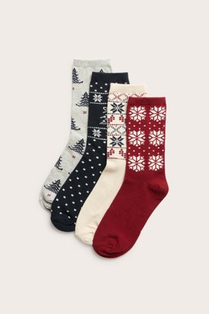 Kappahl | Skarpety z motywem bożonarodzeniowym, 4-pak | Czerwony