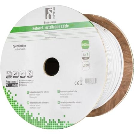 DELTACO S/FTP installationskabel Cat7, LSZH, 100m, hvid