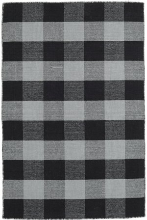 120X180 Ternet Lille Check Kilim Tæppe - Sort/Grå Uld