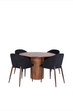 Venture Home - Spisegruppe Bianca med 4 spisebordsstole Arch - Brun - Spisegrupper - Fra Homeroom