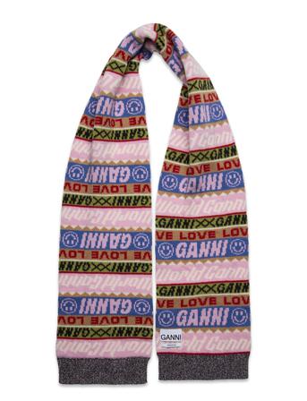 Graphic Wool Scarf Accessories Scarves Winter Scarves Multi/mønstret Ganni