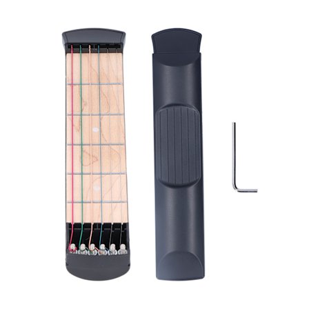 Taskukitaran harjoittelutyökalu, 6 värikästä kielinauhaa, kannettava aloittelijan sointuvalmentaja, 6 nauhaa