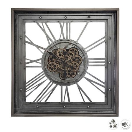 Stort metalvægur med bevægelige tandhjul, 80 x 80 cm