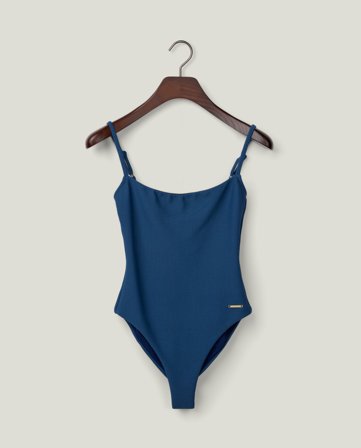 Lexington Textured recycled polyester blend swimsuit, dark blue