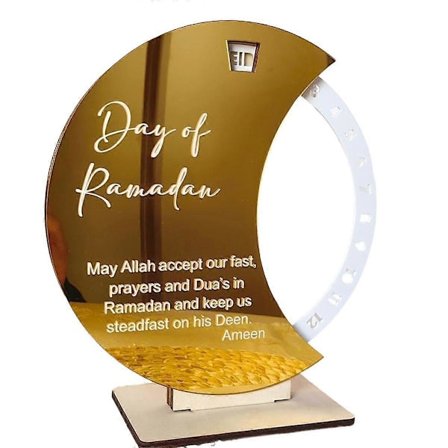 Ramadan Kalender, Ramadan Nedtelling Mubarak Akryl Måne Ornament Ramadan Borddekorasjon