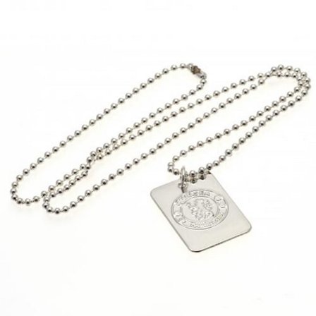 Chelsea FC Silver Plated Dog Tag Och Kedja One Size Silver