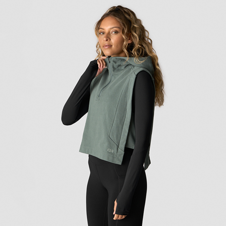 ICANIWILL Mirage Sleeveless Hoodie Wmn, Sea Green