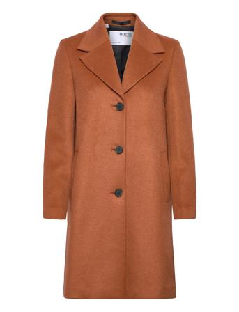 Slfnew Sasja Wool Coat B Noos Selected Femme Brown