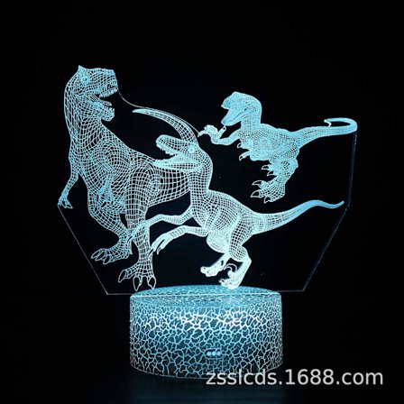 Cartoon Dinosaur 3D nattlampa LED fjärrkontroll 7/16 färger touch-kontroll skrivbordslampa sänglampa födelsedagspresent dekoration LC-1781