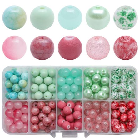 8MM pyöreät helmet värilliset kristallikristallihelmet kontrastiväri 10 ruudukon laatikko DIY korutarvikkeet