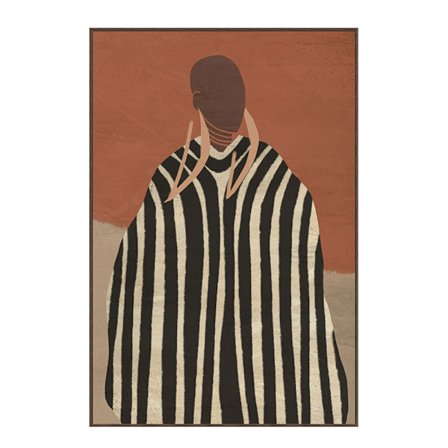 Abstrakt lærredskunst med ramme – 80x120cm, Terracotta/Brun