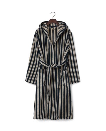 Lexington Unisex Badekåbe med Hætte i Bomuld, mørkeblå