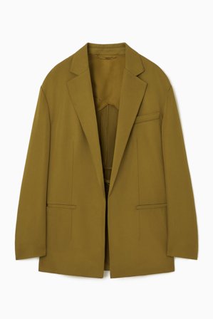 COS Women's Oversized Tie Front Blazer in Green