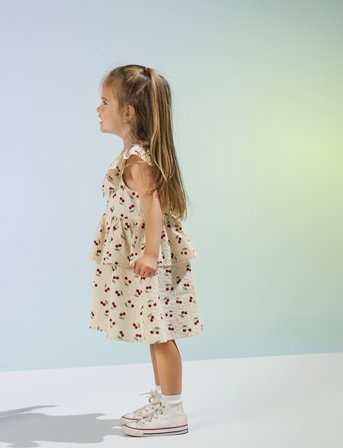 Kids Only Kmgcerise S/L Layered Dress Aop Wvn - Cream - 116