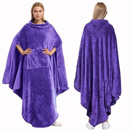 Fleece Wearable Blanket Poncho For Adult Women Men Large Soft Hoodie Oversized