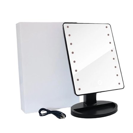 Makeup spejl med LED-lys - Justerbar - jernholdig, USB
