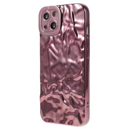 Til iPhone 15 TPU Etui Elektroplating Rynket Ujævn Telefon Cover Pink