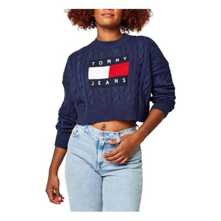 Tommy Hilfiger, Round-neck Knitwear Blauw, Dames, Maat:L