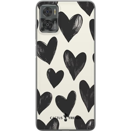 Kompatibel Mobilcover til Motorola Motorola Moto E22i Cactus and Friends - Bold Black Love Pattern