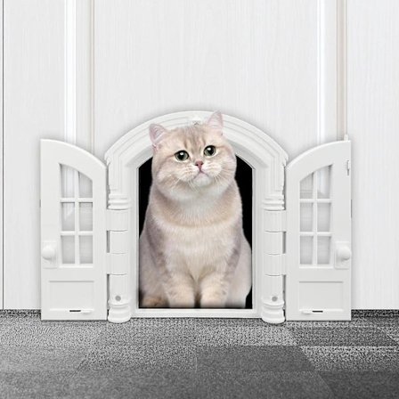 /EA/Fransk kattlucka, snygg kattlucka utan klaff för inomhusdörrar för katter upp till 20 kg, enkel att installera, invändig/utvändig husdjursdörr
