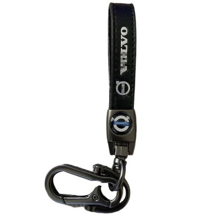 Nyckelring med billogga i äkta läder, kompatibel med Volvo, lädernyckelring, lämplig för kvinnor och män, Volvo-tillbehör