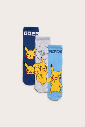 Kappahl | 3-pk. sokker Pikachu | Lyseblå