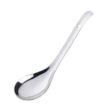 Stor risskje, suppeskje i rustfritt stål med langt håndtak