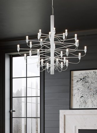 2097/30 Sarfatti lysekrone - matt hvit/frostet